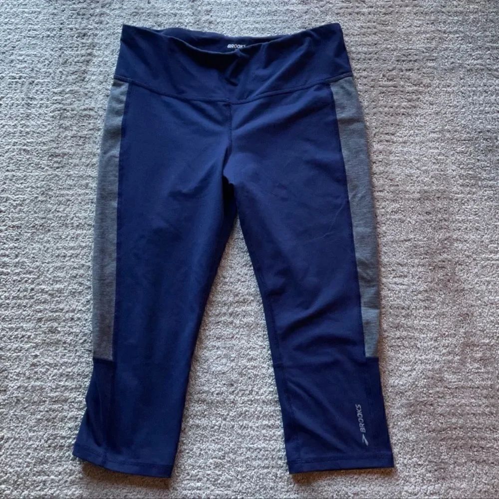 BROOKS Cropped Running/Performance Leggings Blue S